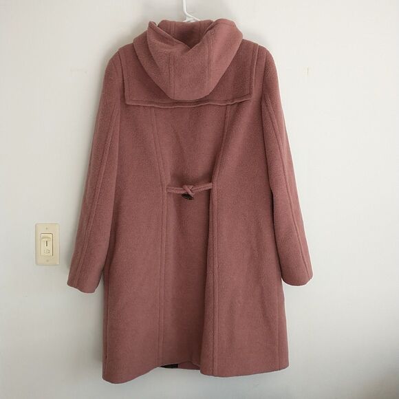 Hilary Radley Pea Coat Womens 14 Dusty Pink Alpaca Wool Blend Hooded Pocket - Picture 6 of 14